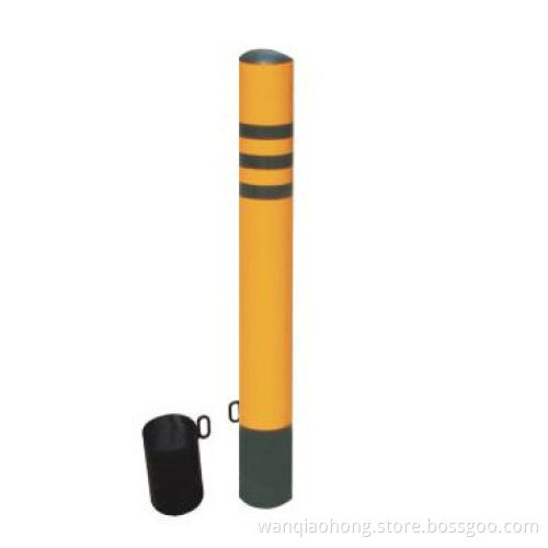 Movable Metal Bumping Post with Yellow and Black Bands
